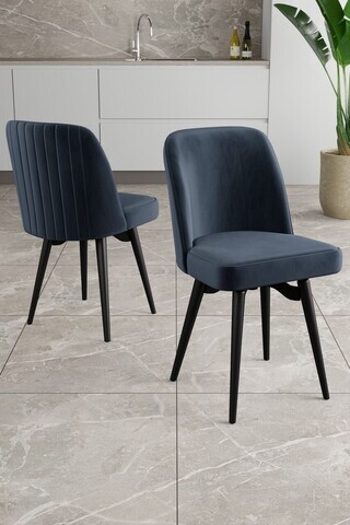 Set scaune 6 piese, Hanah Home, Jiva, Antracit / Negru