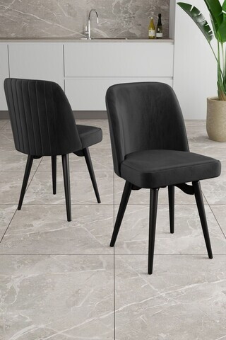 Set scaune 6 piese, Hanah Home, Jiva, Negru