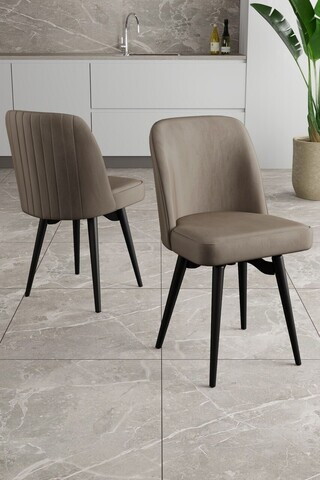 Set scaune 6 piese, Hanah Home, Jiva, Cappuccino / Negru