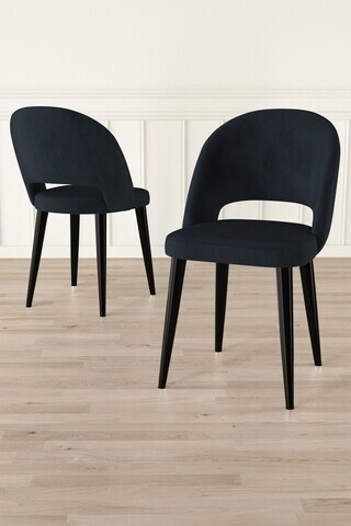 Set scaune 6 piese, Hanah Home, Pane, Antracit / Negru