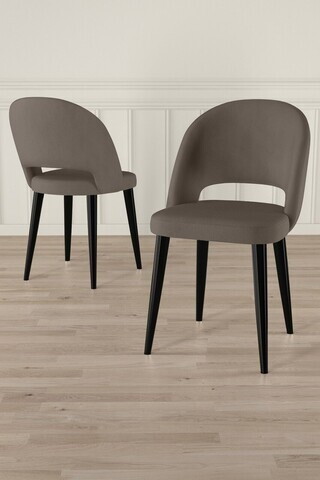 Set scaune 6 piese, Hanah Home, Pane, Cappuccino / Negru