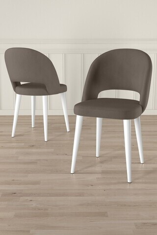 Set scaune 6 piese, Hanah Home, Pane, Cappuccino / Alb