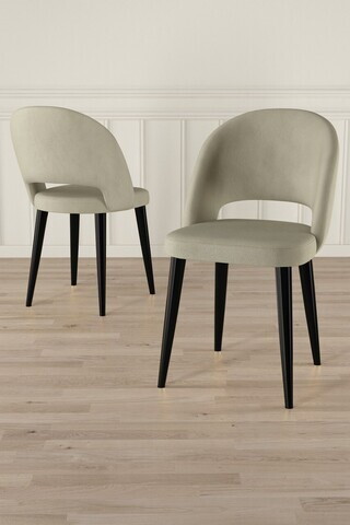 Set scaune 6 piese, Hanah Home, Pane, Crem/Negru