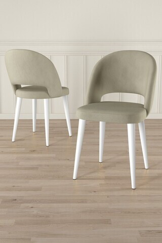 Set scaune 6 piese, Hanah Home, Pane, Crem/Alb