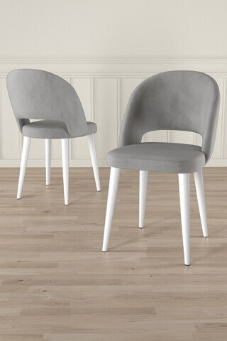 Set scaune 6 piese, Hanah Home, Pane, Gri/Alb