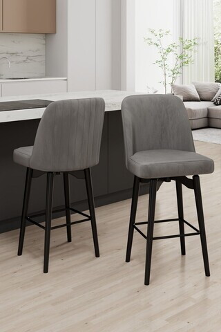 Set scaune 6 piese, Hanah Home, Evax, Gri/Negru