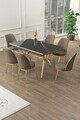 Set masa extensibila si scaune (7 piese), Hanah Home, Poy, Sonata / Aur / Cappuccino