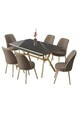 Set masa extensibila si scaune (7 piese), Hanah Home, Poy, Sonata / Aur / Cappuccino