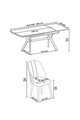 Set masa extensibila si scaune (7 piese), Hanah Home, Sim, Model de marmură neagră / Auriu / Antracit