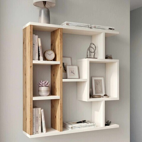 Corp biblioteca, Hanah Home, Yegane, 70.9x74.5x19.7 cm, Pin Atlantic / Alb