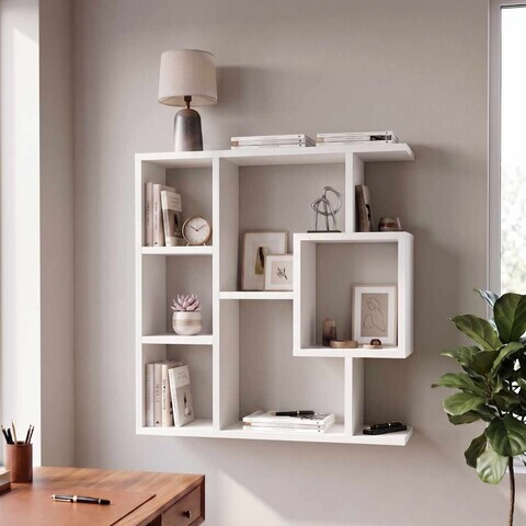 Corp biblioteca, Hanah Home, Yegane, 70.9x74.5x19.7 cm, Alb