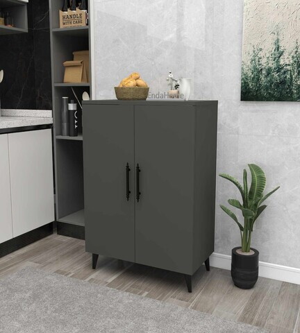 Dulap multifunctional, Hanah Home, 3 Raf 2 Kapak, 65x94.5x32 cm, Antracit