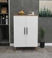 Dulap multifunctional, Hanah Home, 3 Raf 2 Kapak, 65x94.5x32 cm, Alb/Pin Atlantic