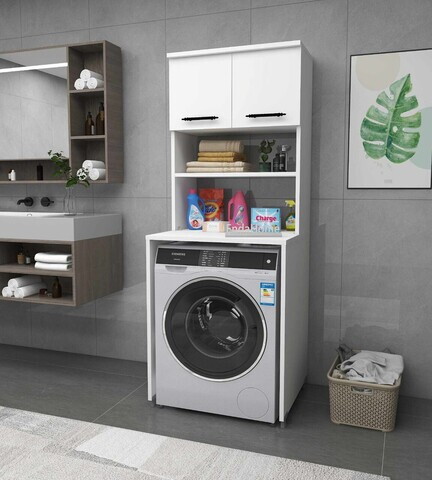 Dulap masina de spalat, Hanah Home, Washing Machine 3 Shelf, 65x34x30 cm, Alb