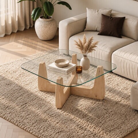 Masuta de cafea, Hanah Home, Kare, 80x34x80 cm, Natural