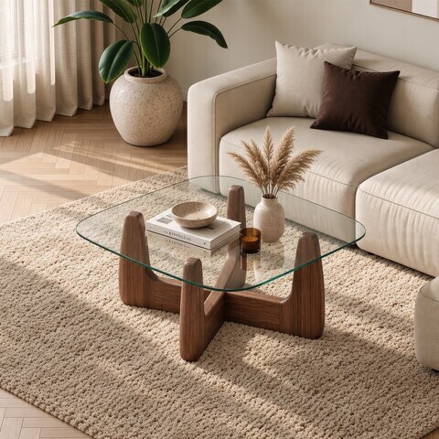 Masuta de cafea, Hanah Home, Kare, 80x34x80 cm, Maro