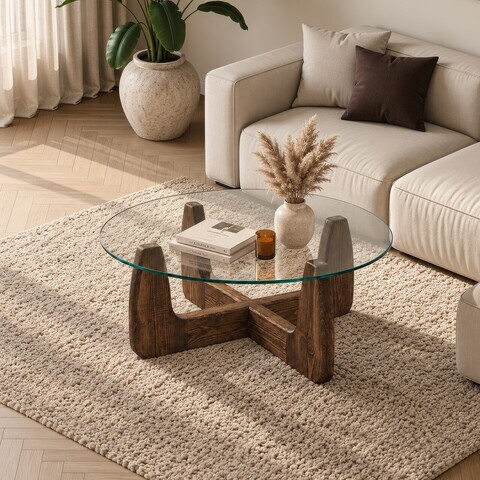 Masuta de cafea, Hanah Home, Yuvarlak, Maro