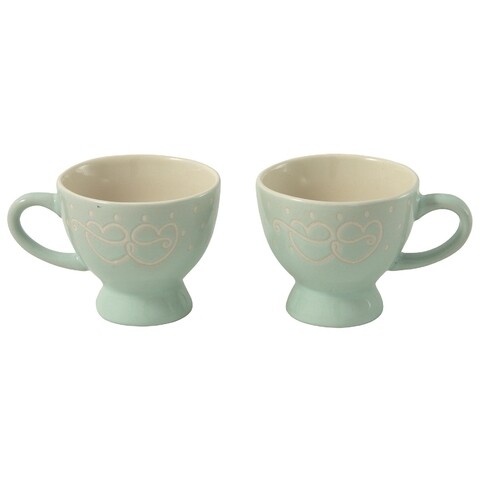 Set ceai/cafea pentru 2 persoane, Wald, Tete a Tete, 7.5 x 6.7 cm, ceramica, verde