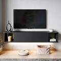 Comoda TV, Hanah Home, Twist LED, 160x29x29 cm, Antracit