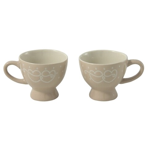 Set ceai/cafea pentru 2 persoane, Wald, Tete a Tete, 7.5 x 6.7 cm, ceramica, crem