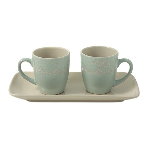 Set ceai/cafea pentru 2 persoane, Wald, Tete a Tete Daily, 6 x 6.7 cm, ceramica, verde