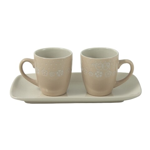 Set ceai/cafea pentru 2 persoane, Wald, Tete a Tete Daily, 6 x 6.7 cm, ceramica, crem