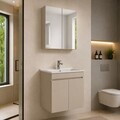 Set Dulap de Baie cu Chiuvetă și Oglindă (2 Piese), Hanah Home, Fold 60, Latte