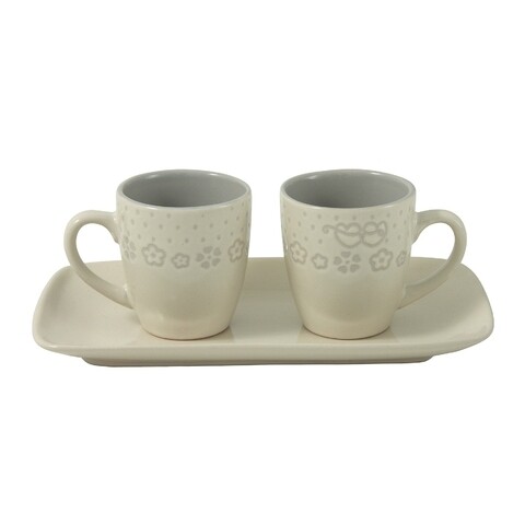 Set ceai/cafea pentru 2 persoane, Wald, Tete a Tete Daily, 6 x 6.7 cm, ceramica, gri