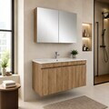 Set Dulap de Baie cu Chiuvetă și Oglindă (2 Piese), Hanah Home, Fold 100, Nuc deschis