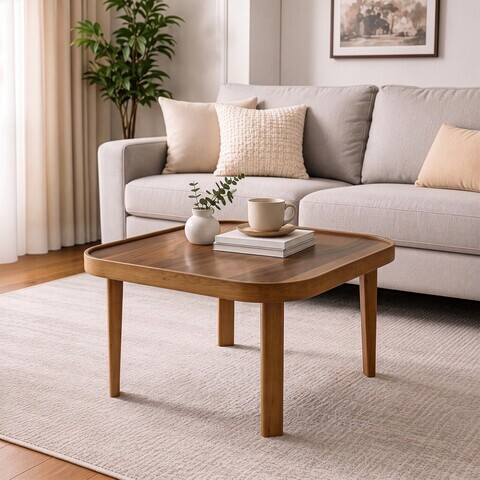 Masuta de cafea, Hanah Home, Hera 60, 60x35x60 cm, LEMN MASIV DE FAG, Maro