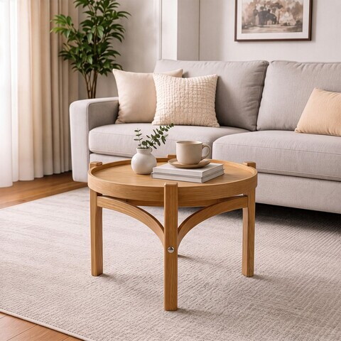 Masuta de cafea, Hanah Home, Ren 60, 60x39x60 cm, LEMN MASIV DE STEJAR, Stejar