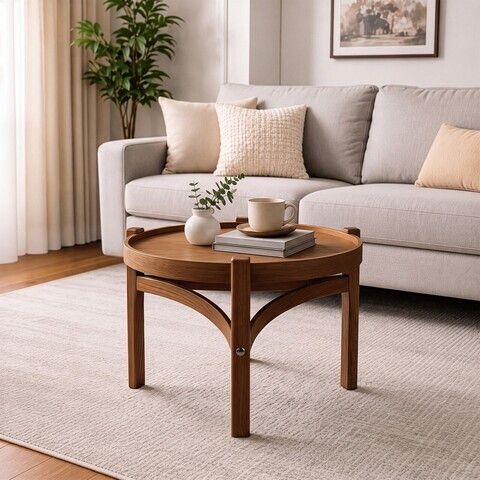 Masuta de cafea, Hanah Home, Ren 60, 60x39x60 cm, LEMN MASIV DE FAG, Maro