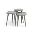 Set masute 3 piese, Hanah Home, Polen Kare 3, LEMN MASIV DE FAG, Gri