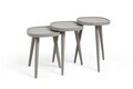 Set masute 3 piese, Hanah Home, Polen Kare 3, LEMN MASIV DE FAG, Gri