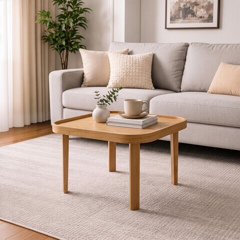 Masuta de cafea, Hanah Home, Hera 90, 90x42x90 cm, LEMN MASIV DE STEJAR, Stejar