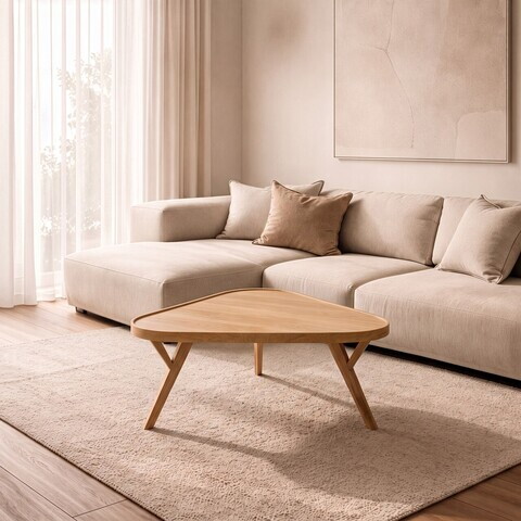 Masuta de cafea, Hanah Home, Alba 95, 95x44x95 cm, LEMN MASIV DE FAG, Stejar