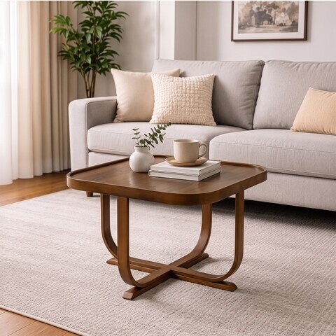 Masuta de cafea, Hanah Home, Hisar 90, 90x45x90 cm, LEMN MASIV DE FAG, Maro