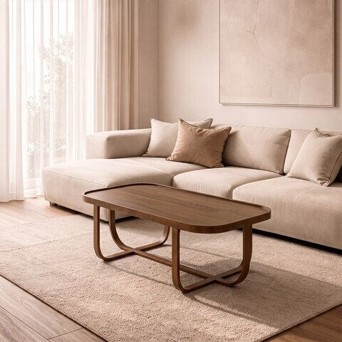Masuta de cafea, Hanah Home, Tual 110, 110x42x70 cm, LEMN MASIV DE FAG, Maro