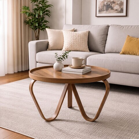 Masuta de cafea, Hanah Home, Spring 100, 100x48x100 cm, LEMN MASIV DE FAG, Maro