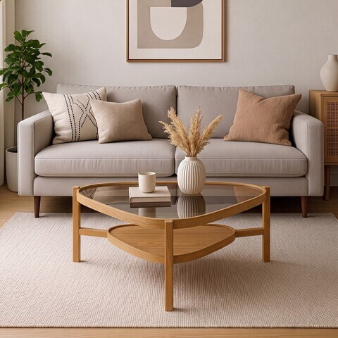 Masuta de cafea, Hanah Home, Capella 95, 95x48x95 cm, LEMN MASIV DE STEJAR, Stejar