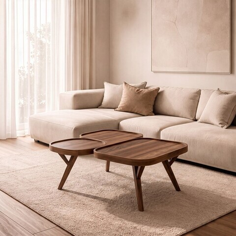 Masuta de cafea, Hanah Home, Sofya 102, 102x44x92 cm, LEMN MASIV DE FAG, Maro