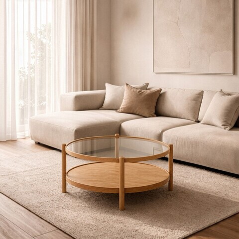 Masuta de cafea, Hanah Home, Magnum 110, 110x48x80 cm, LEMN MASIV DE STEJAR, Stejar