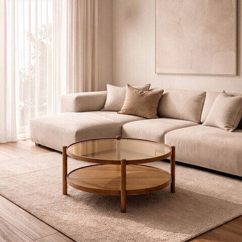 Masuta de cafea, Hanah Home, Magnum 110, 110x48x80 cm, LEMN MASIV DE FAG, Maro