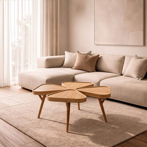 Masuta de cafea, Hanah Home, Inci 100, 100x44x100 cm, LEMN MASIV DE STEJAR, Stejar