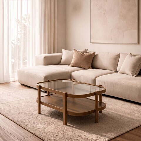 Masuta de cafea, Hanah Home, Togg 110, 110x48x70 cm, LEMN MASIV DE FAG, Maro