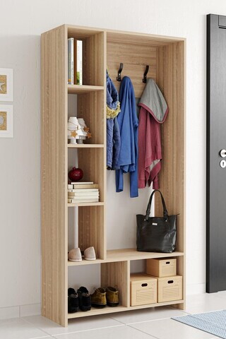 Cuier de perete, Hanah Home, İvriz, 90x182x35 cm, Stejar Sonomo