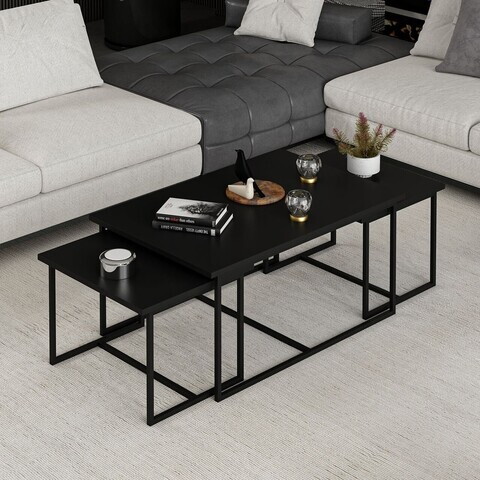 Masuta de cafea, Hanah Home, Levada, 90.45.45x37.42.37x60.52.52 cm, Negru