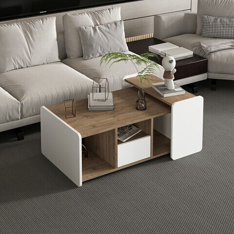 Masuta de cafea, Hanah Home, Viya, 94.3x39.45x60.69 cm, Alb / Deschis