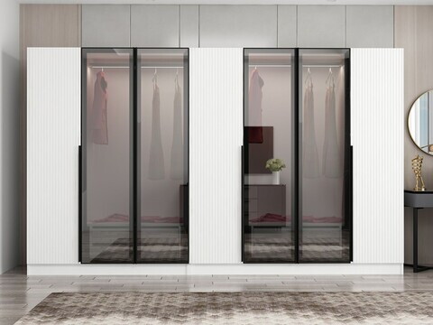 Dulap pentru haine, Hanah Home, Nisa, 315x210x52 cm, Alb