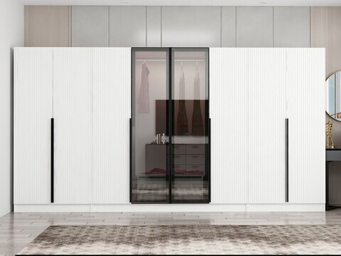 Dulap pentru haine, Hanah Home, Nisa, 360x210x52 cm, Alb